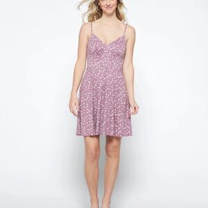 Nine Britton Jayde Strappy Knit Mini Dress in Pink Floral - Size L